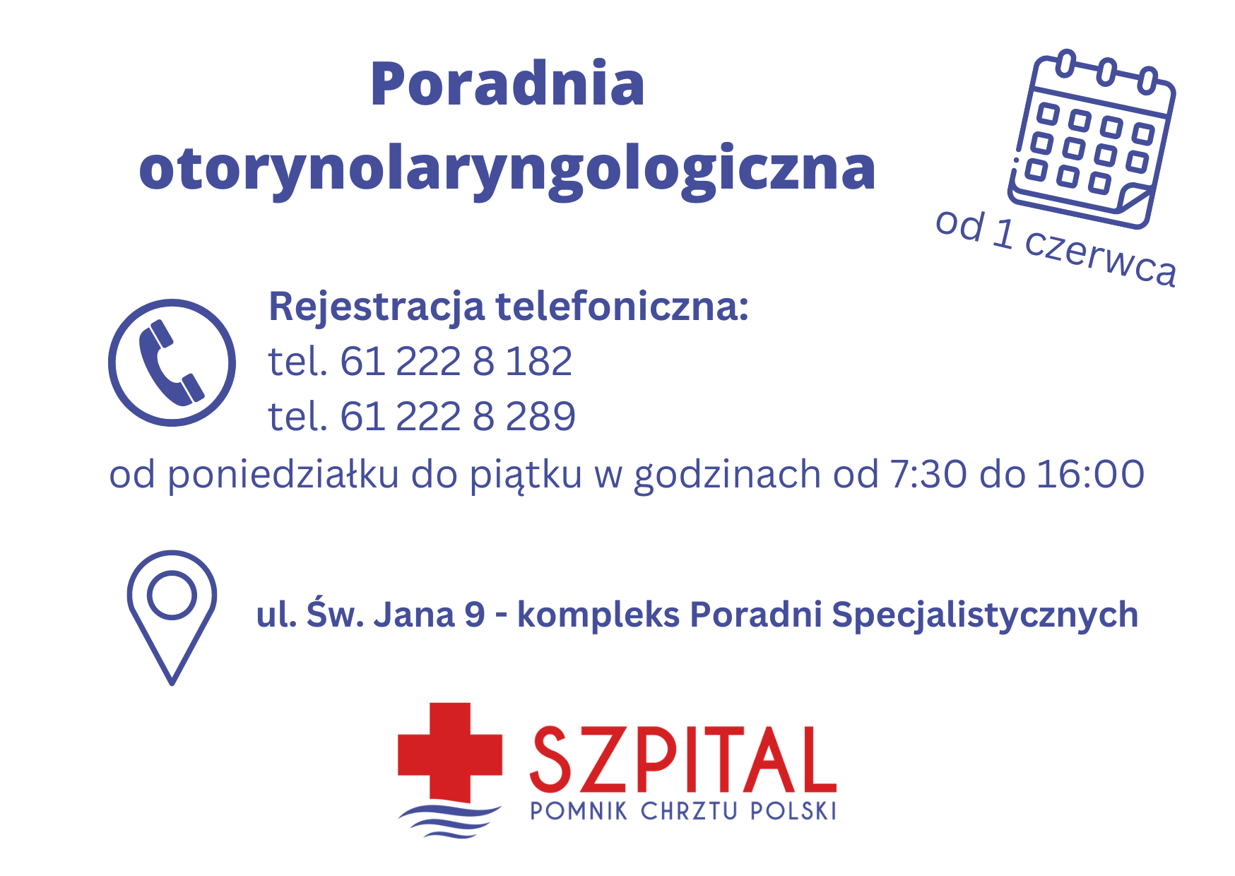 Poradnia otorynolaryngologiczna od 1 czerwca 2023 r.