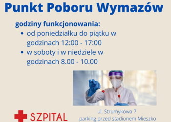 Nowe godziny funkcjonowania Punktu Wymazowego